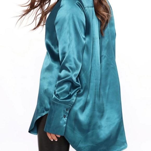 *SOLD* Fashion Nova 24Seven Satin Shirt - Picture 3 of 5